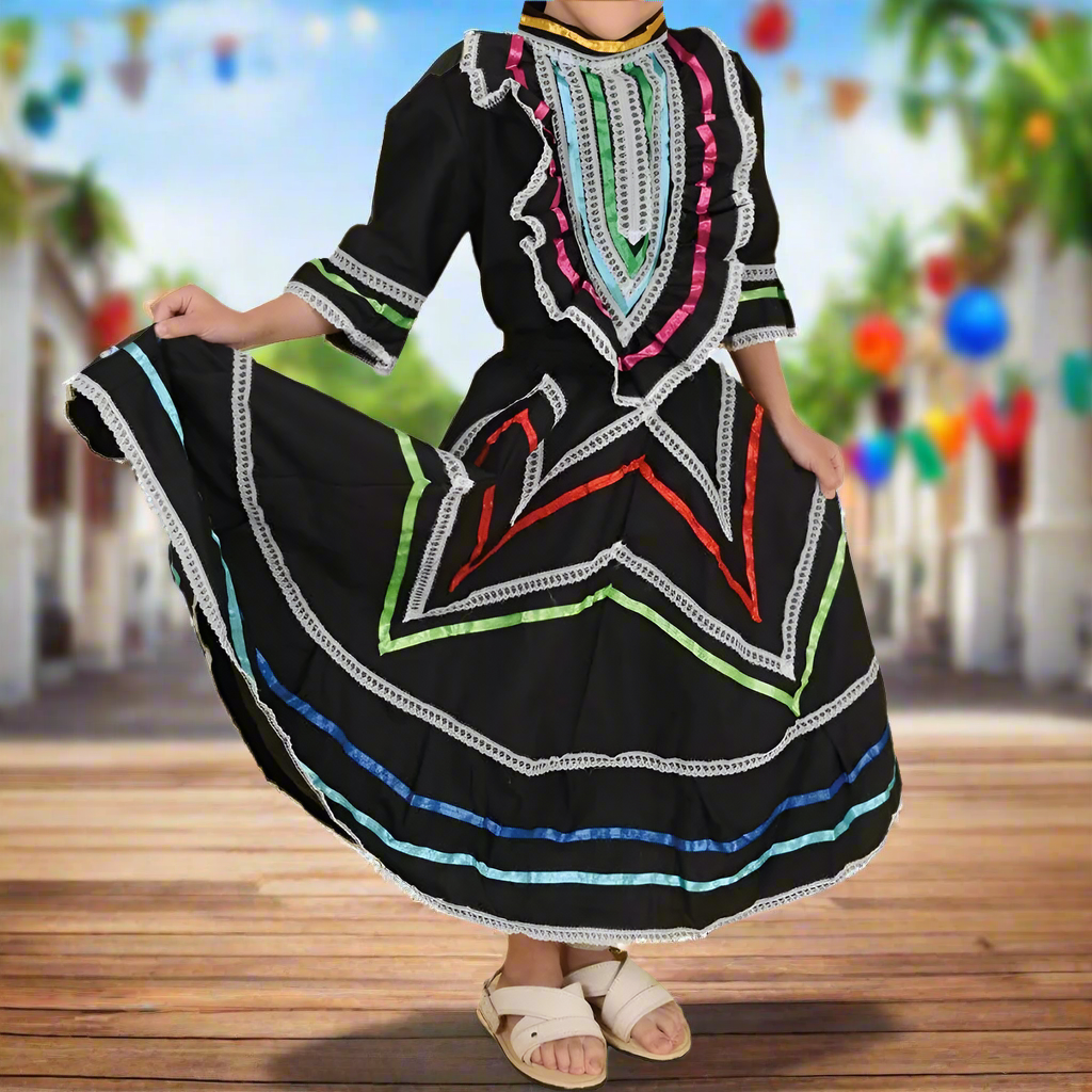 Vestido Jalisco de Niña KS-74145 Black - Girls Dress