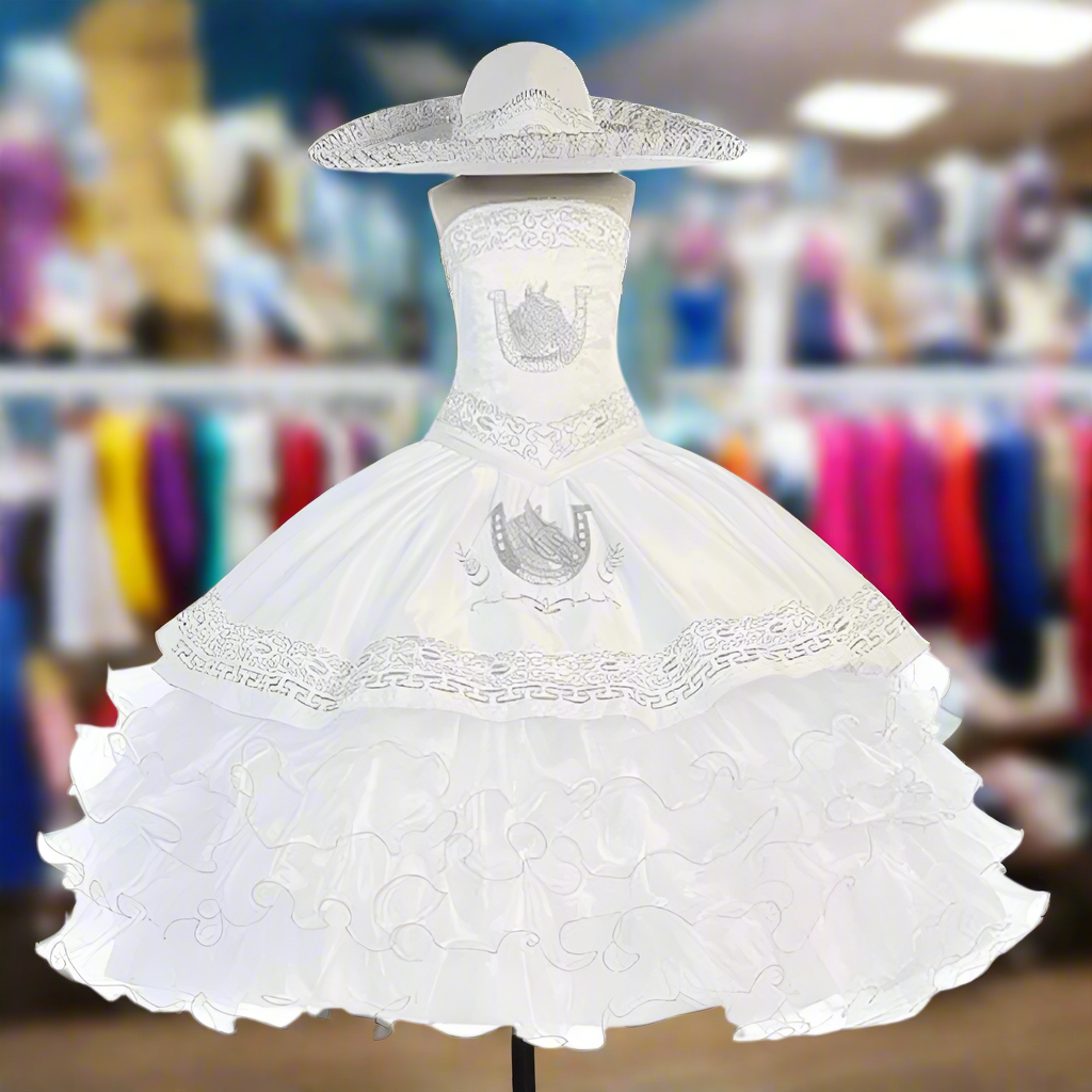 Traje Charro de Niña KS76220 White - Charro Suit for Girls